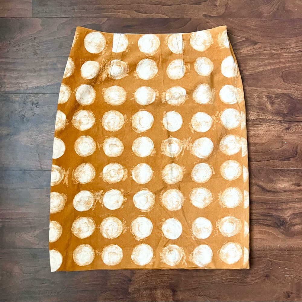 Maeve Anthropologie Women’s Mustard Brown Corded Dots Circles Skirt Size 0